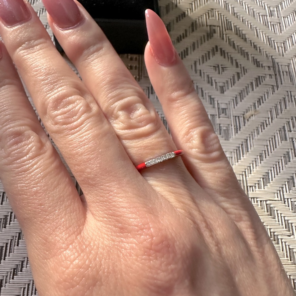 Sterling silver enamel and diamond ring